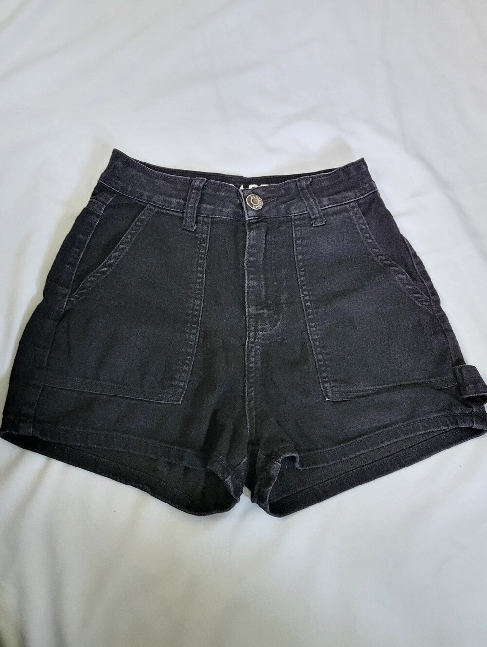 1/25 GOGO Supradenim Women's High-Rise Black Wash Denim Carpenter Shorts